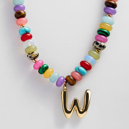 Lavisa - Personalized Bubble Letter Beaded Initial Necklace - Product Gallery View 21
