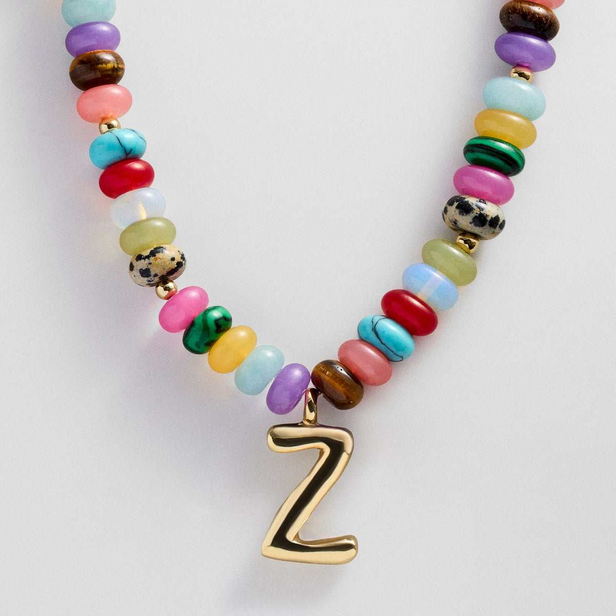 Lavisa - Personalized Bubble Letter Beaded Initial Necklace - Product Gallery View 22