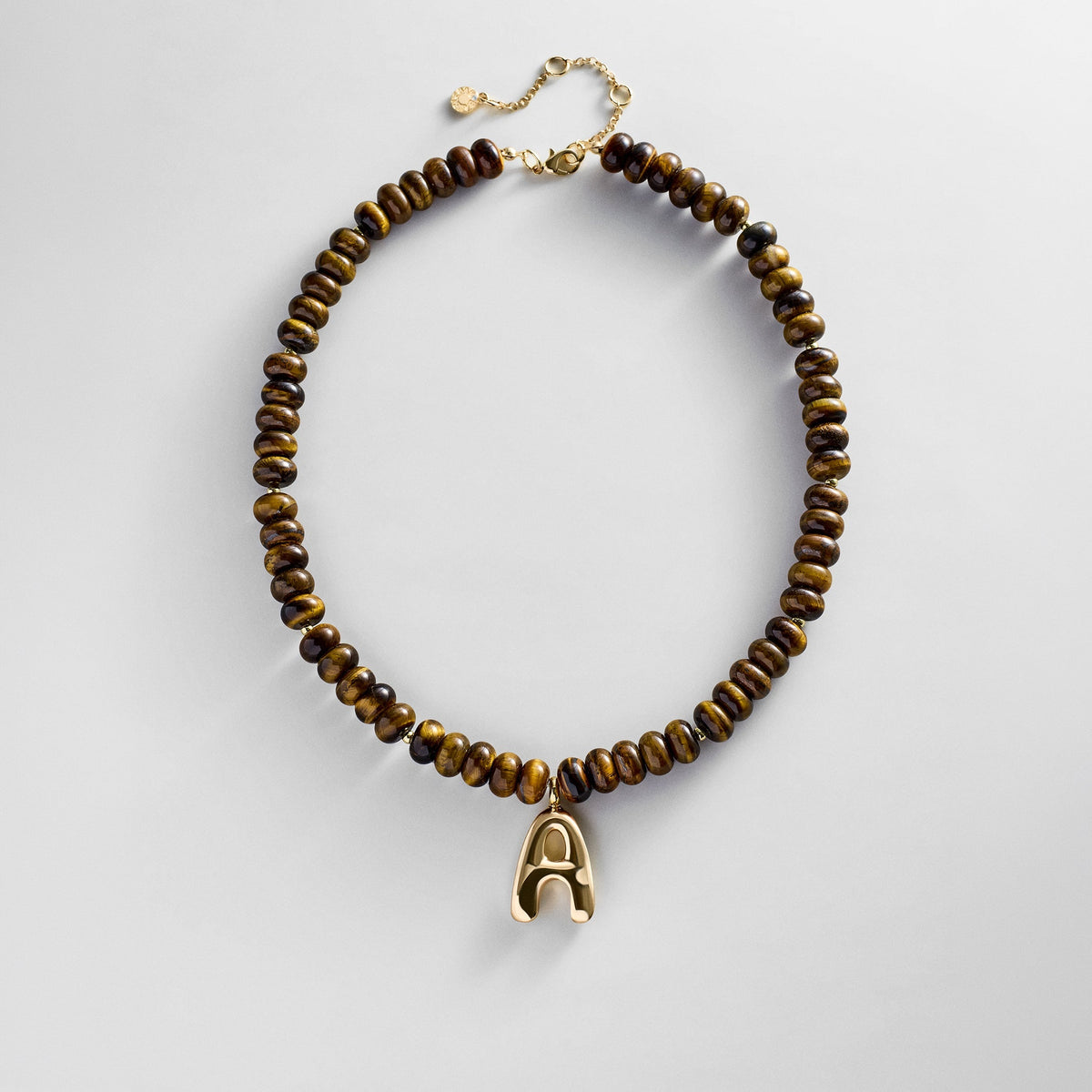 Lavisa - Initial Bubble Letter Necklace - Tiger's Eye Gemstone Jewelry - Product Gallery View 26