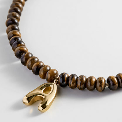 Lavisa - Initial Bubble Letter Necklace - Tiger's Eye Gemstone Jewelry - Product Gallery View 25