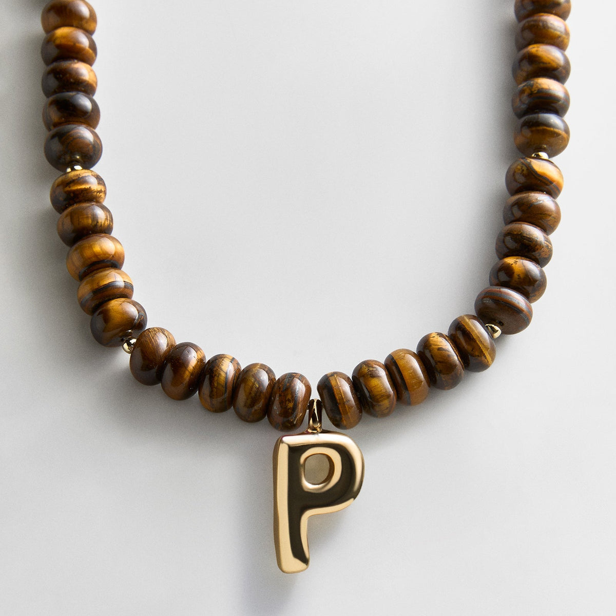 Lavisa - Initial Bubble Letter Necklace - Tiger's Eye Gemstone Jewelry - Product Gallery View 16