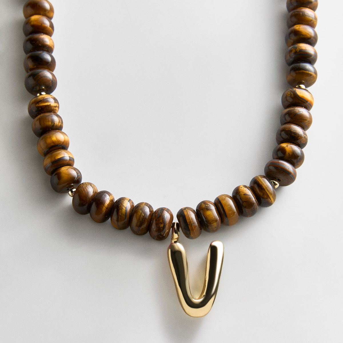 Lavisa - Initial Bubble Letter Necklace - Tiger's Eye Gemstone Jewelry - Product Gallery View 20