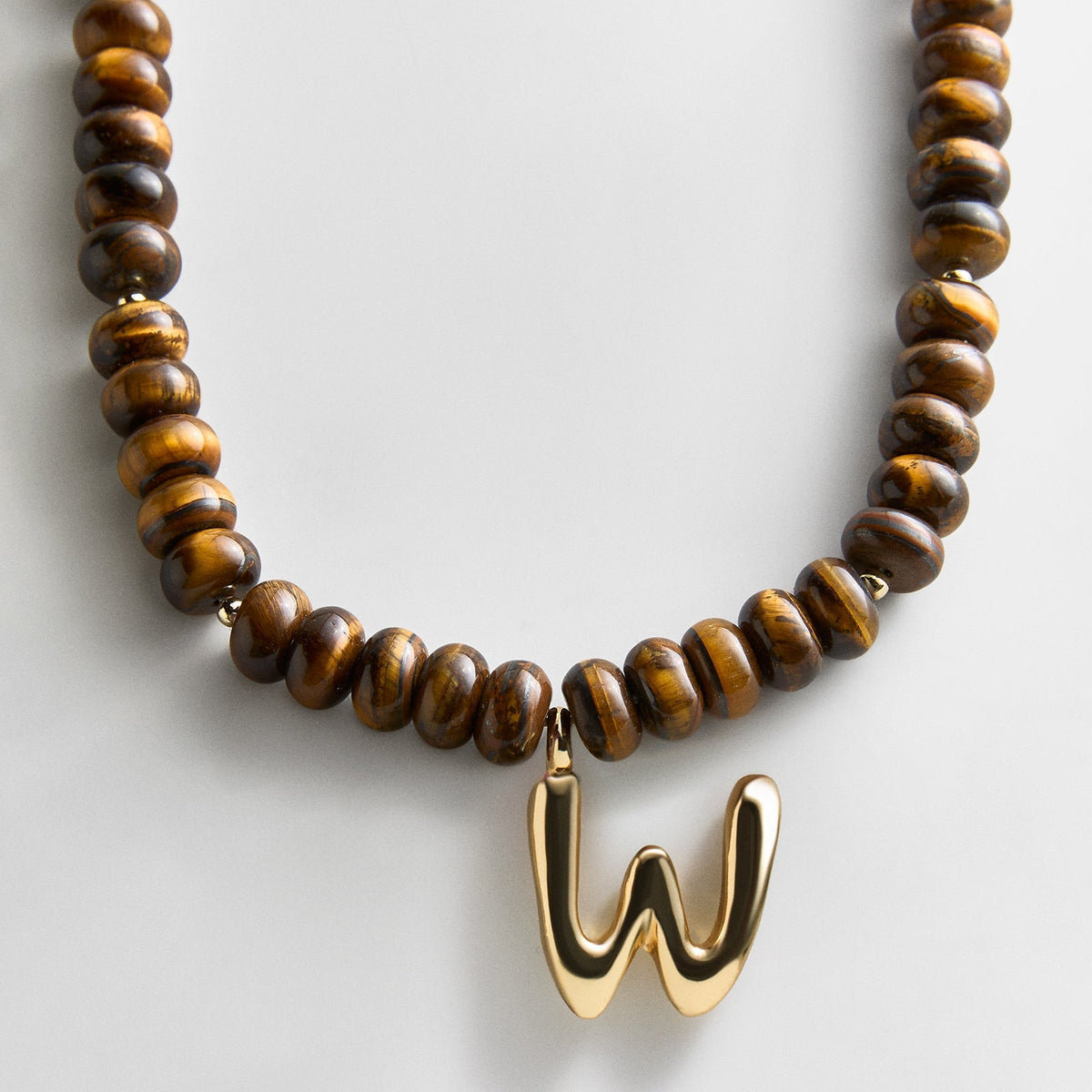 Lavisa - Initial Bubble Letter Necklace - Tiger's Eye Gemstone Jewelry - Product Gallery View 21