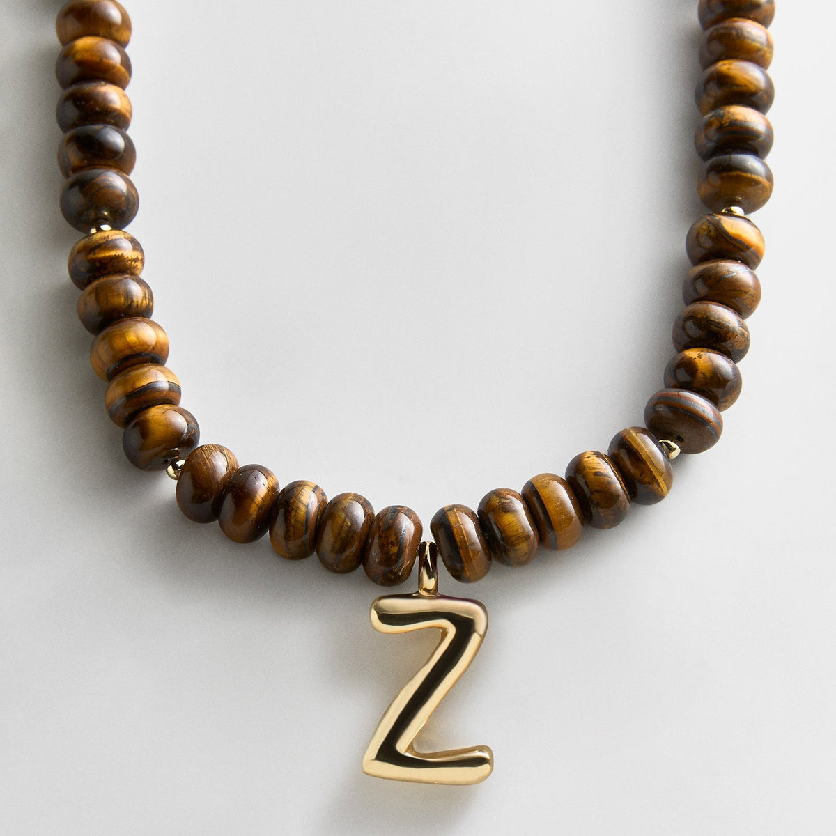 Lavisa - Initial Bubble Letter Necklace - Tiger's Eye Gemstone Jewelry - Product Gallery View 22