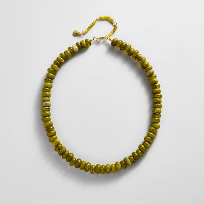 Lavisa semi-precious beaded layering necklace in olive tones