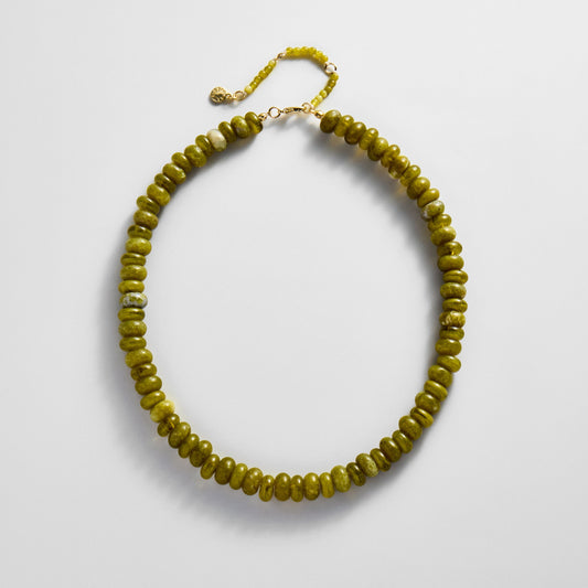 Lavisa semi-precious beaded layering necklace in olive tones