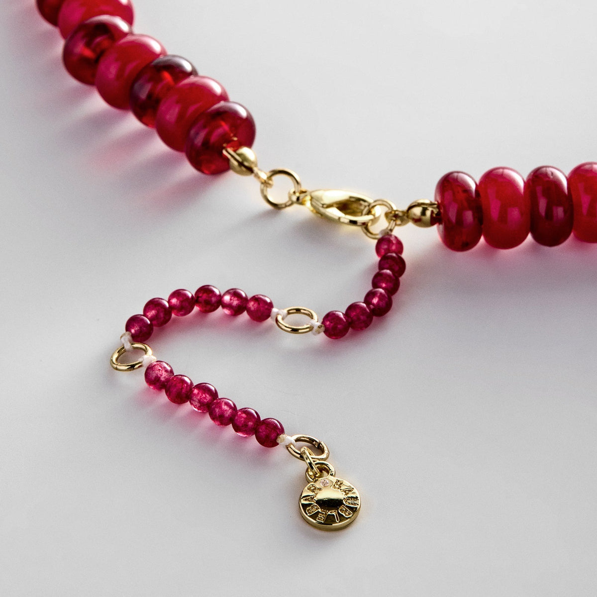 Lavisa - Red Jasper Beaded Statement Necklace with Adjustable Extender - Clasp & Finish View