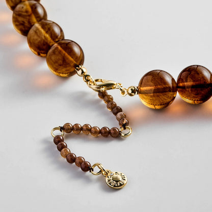 Lavisa - Mini Resin Beaded Necklace in Tiger Eye Tone - Clasp & Finish View