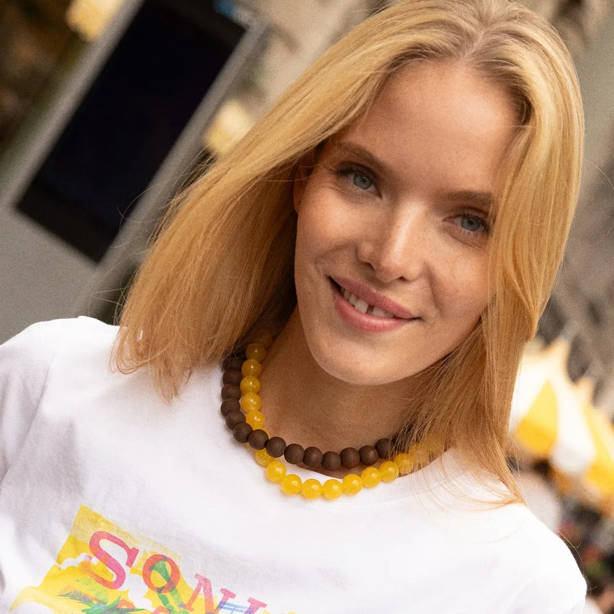 Lavisa - Beaded Statement Necklace For Women Layering Jewelry - Detail & Styling View