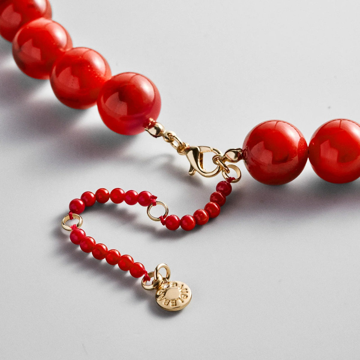 Lavisa - Red Beaded Layering Necklace For Women - Clasp & Finish View