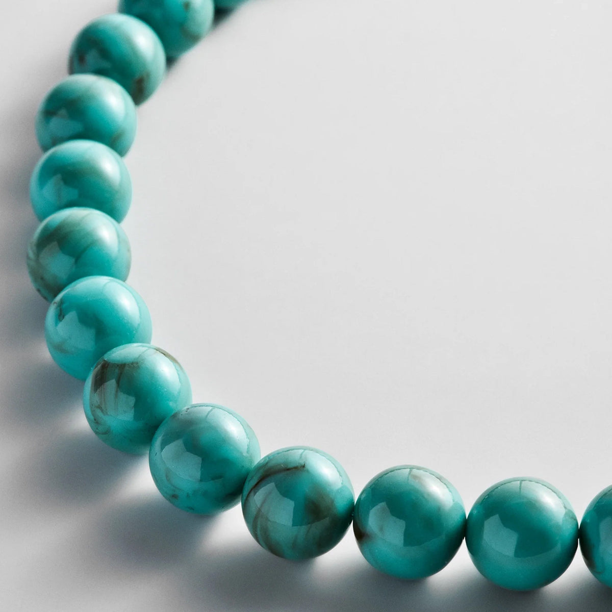Lavisa - Layering Beaded Necklace With Turquoise Resin Beads - On-Model & Scale View