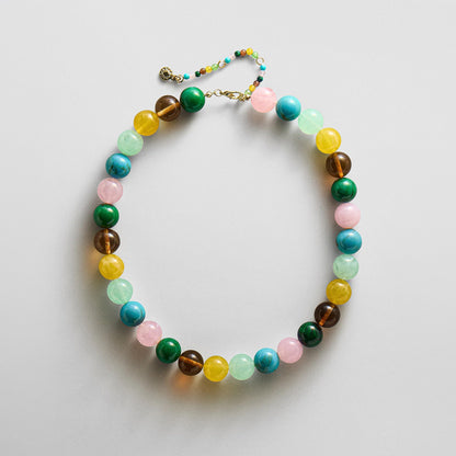 Lavisa natural multi resin bead layering necklace
