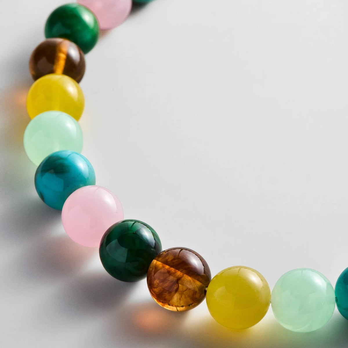 Lavisa - Layering Beaded Necklace With Natural Multi Resin Beads - On-Model & Scale View