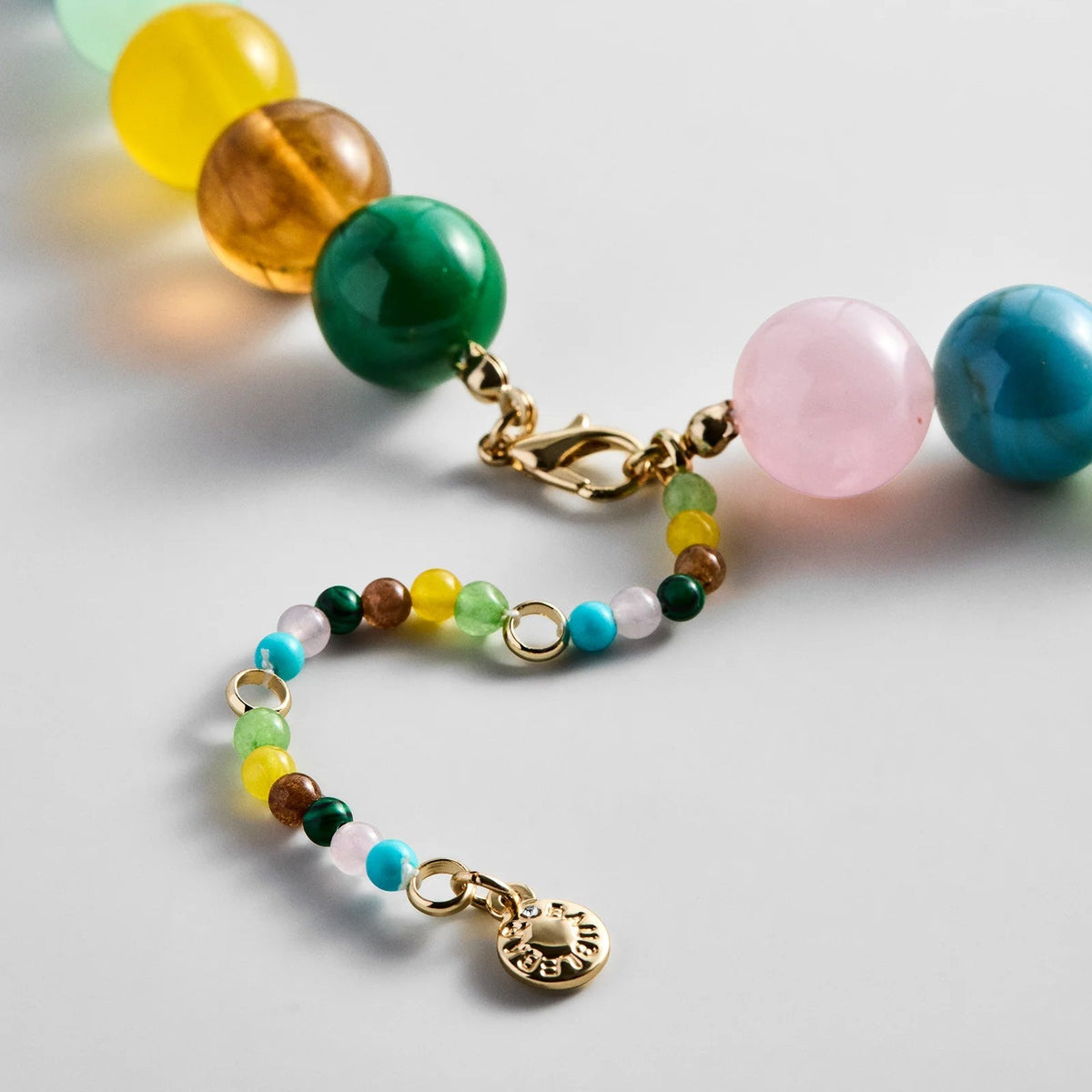 Lavisa - Layering Beaded Necklace With Natural Multi Resin Beads - Clasp & Finish View