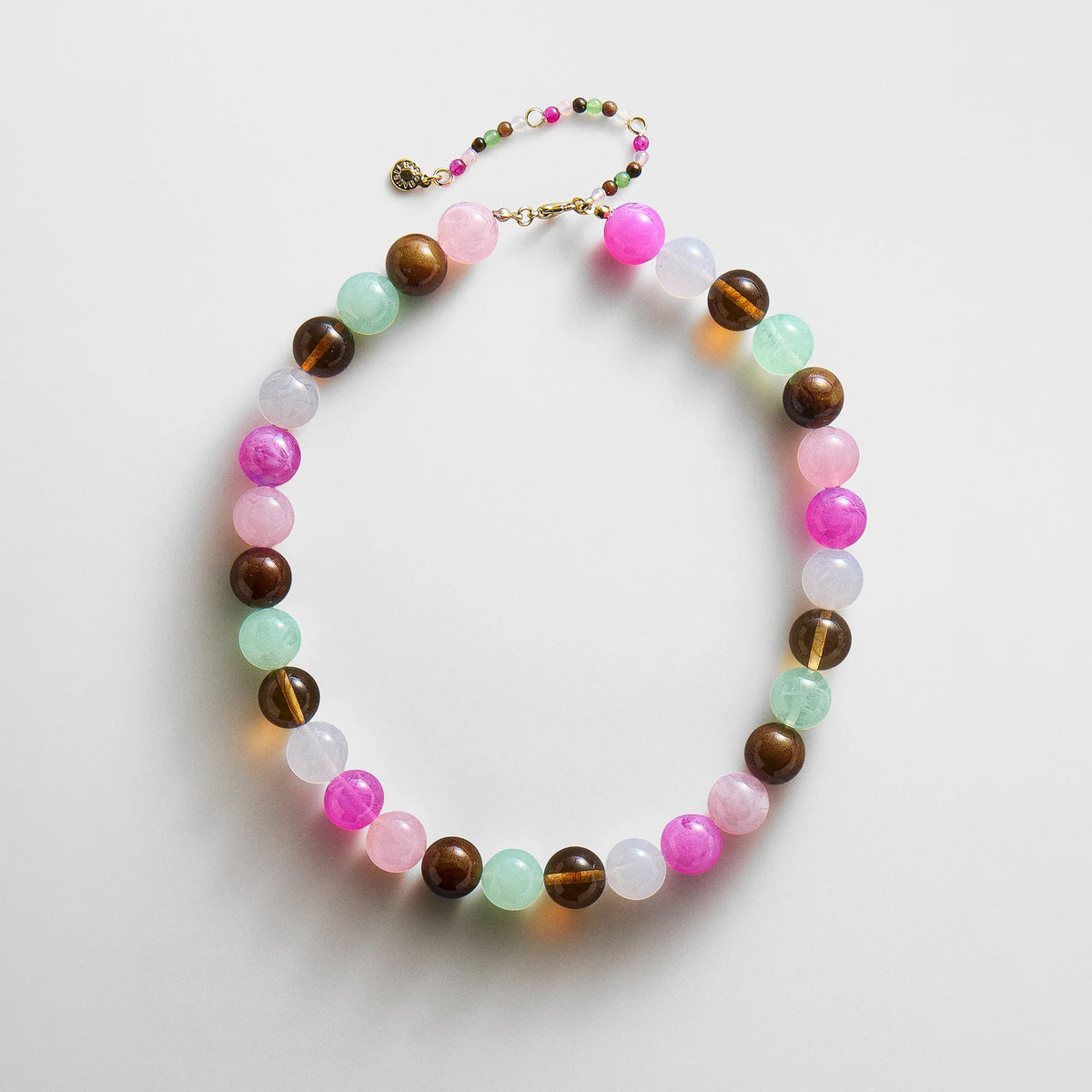 Lavisa Mini Beaded Layering Necklace featuring multi-colored 14mm resin beads