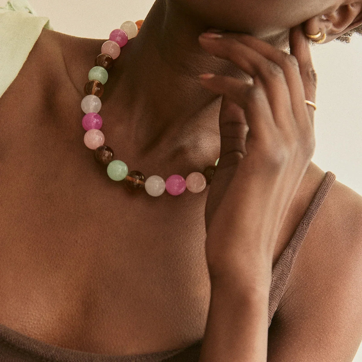 Lavisa - Mini Beaded Layering Necklace - Detail & Styling View