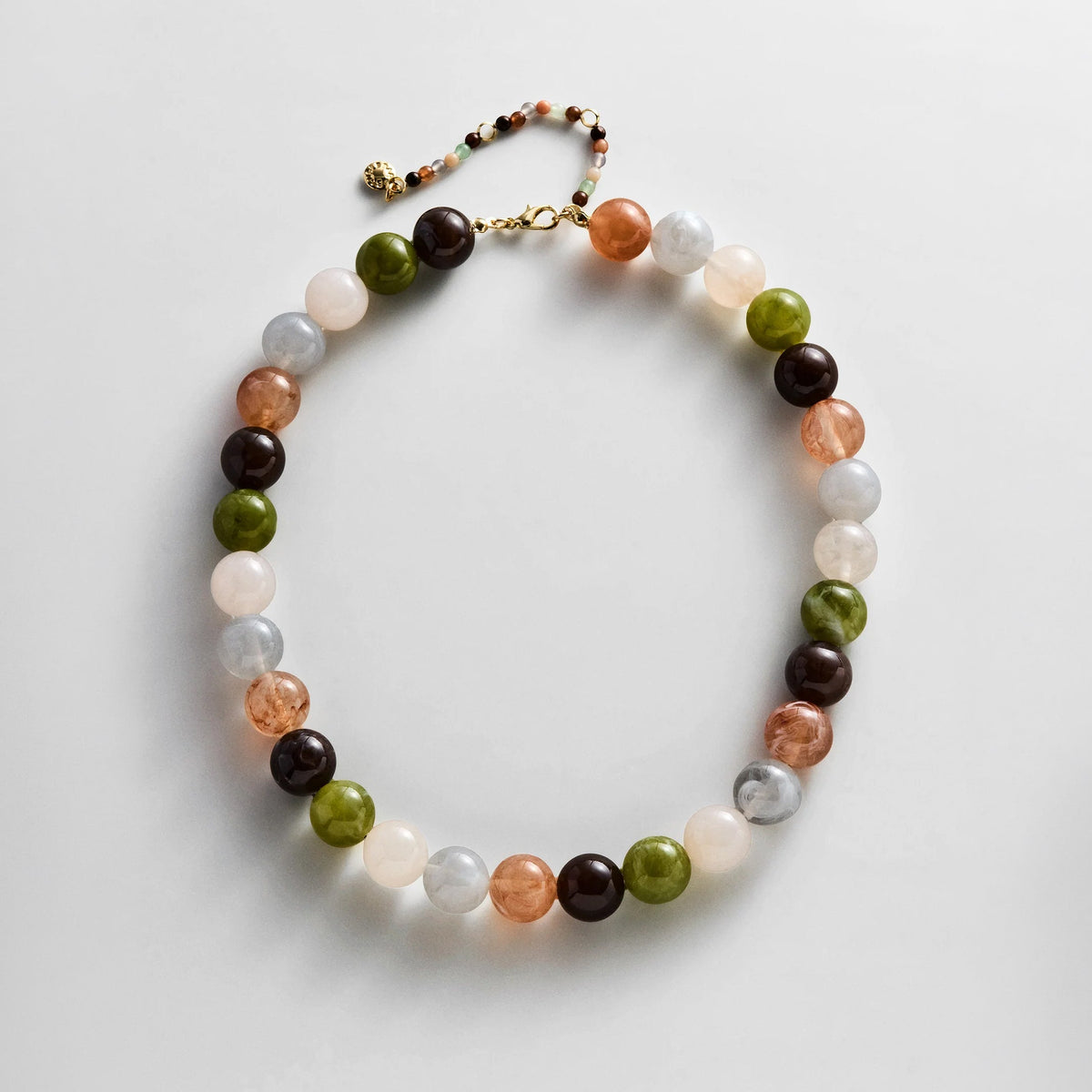 Lavisa Lightweight Earth Tone Beaded Necklace with 14mm resin beads