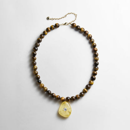 Lavisa semi-precious beaded necklace with tiger eye and citrine stones