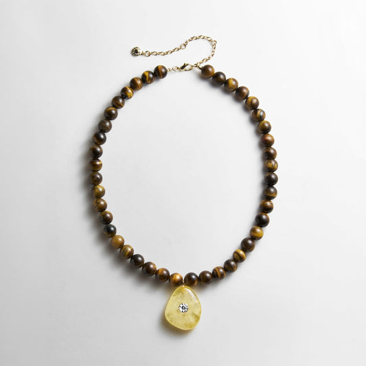 Lavisa semi-precious beaded necklace with tiger eye and citrine stones