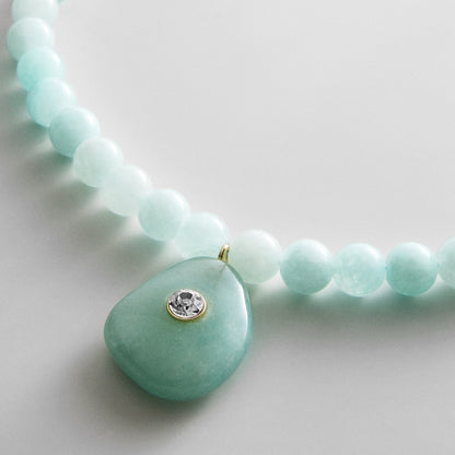 Lavisa - Turquoise and Jade Beaded Pendant Necklace - Clasp & Finish View