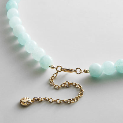 Lavisa - Turquoise and Jade Beaded Pendant Necklace - Side Profile View