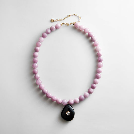 Lavisa Jamie Semi-Precious Beaded Necklace with amethyst and crystal pendant