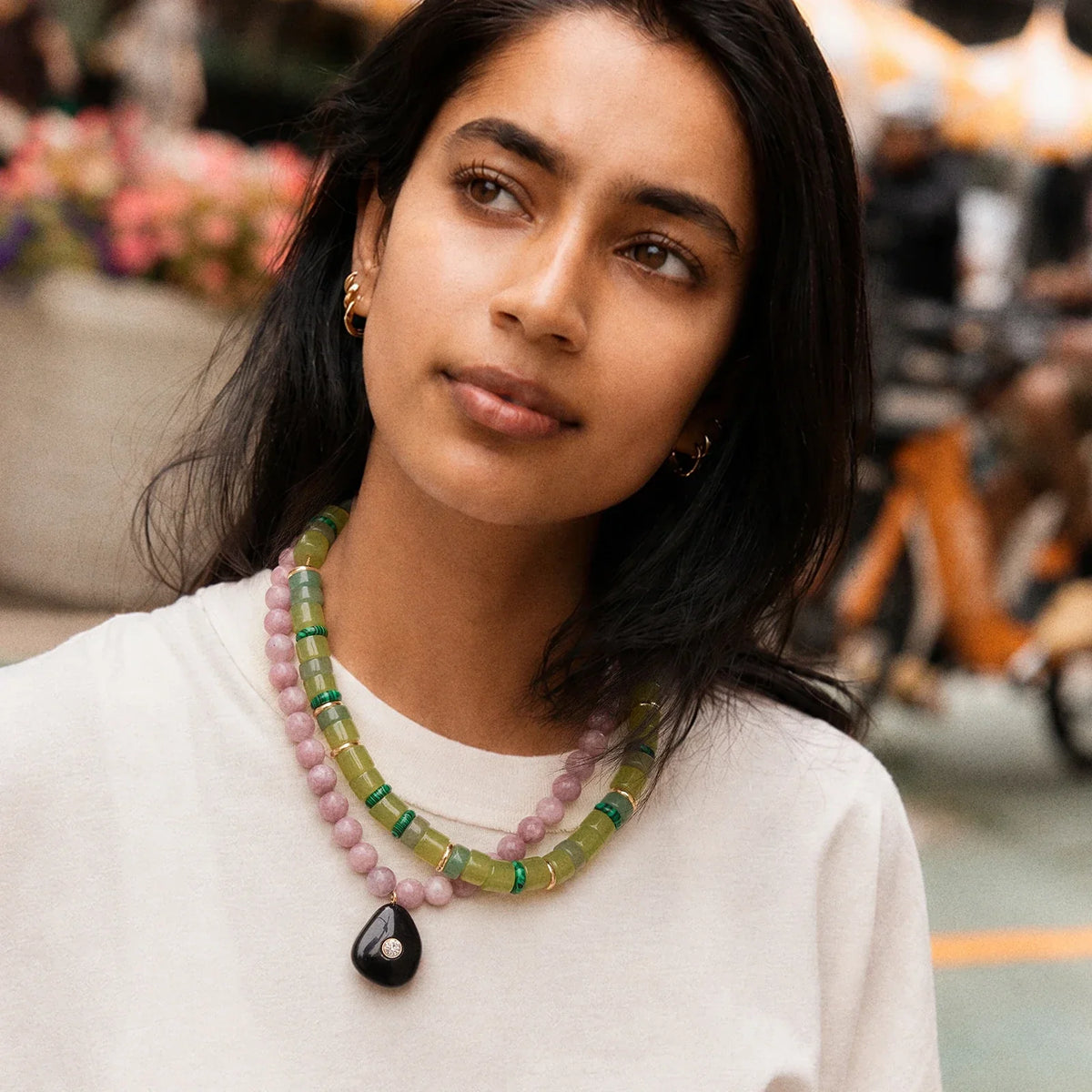 Lavisa - Jamie Semi-Precious Beaded Necklace - Detail & Styling View