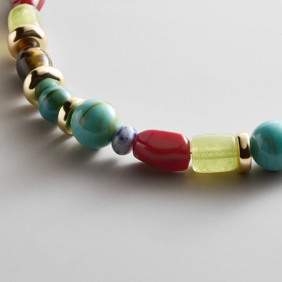 Lavisa - Multi-Stone Semi-Precious Beaded Necklace - On-Model & Scale View