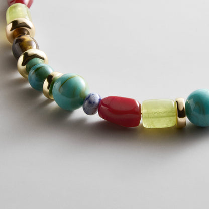 Lavisa - Multi-Stone Semi-Precious Beaded Necklace - On-Model & Scale View