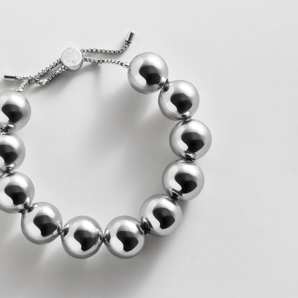 Lavisa - Silver Beaded Stackable Bracelet - Side Profile View