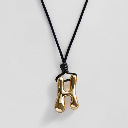 Lavisa - Cord Initial Bubble Necklace - Personalized Letter Jewelry - Product Gallery View 8