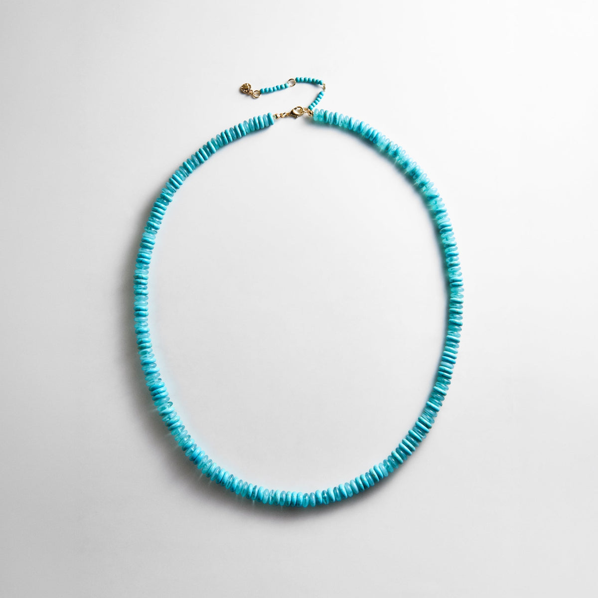 Lavisa turquoise beaded long necklace with glossy 8mm beads