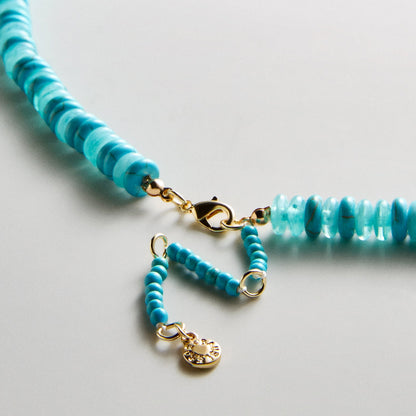 Lavisa - Turquoise Beaded Long Necklace - Side Profile View