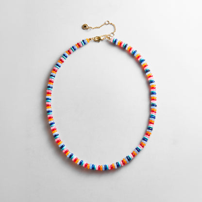 Lavisa multi-color semi-precious stone beaded necklace on a white background
