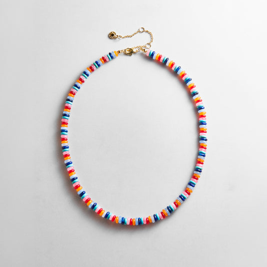 Lavisa multi-color semi-precious stone beaded necklace on a white background