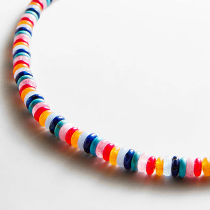 Lavisa - Multi-Color Semi-Precious Beaded Necklace - On-Model & Scale View