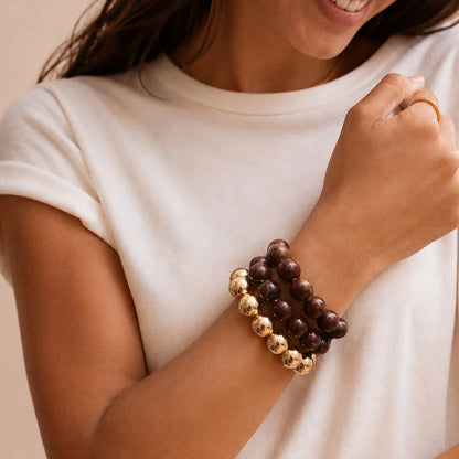 Lavisa - Jane Beaded Box Chain Bracelet - Detail & Styling View