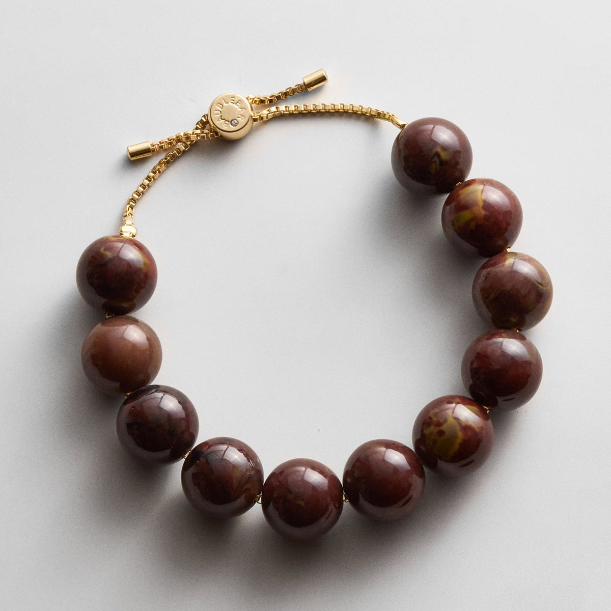 Lavisa Jane Beaded Bracelet in chocolate brown with gold box chain