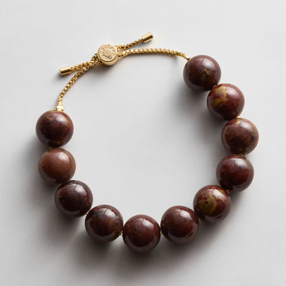 Lavisa Jane Beaded Bracelet in chocolate brown with gold box chain