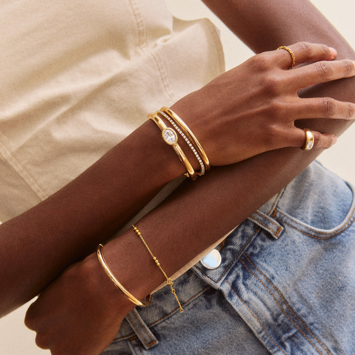 Lavisa - Christine Hinge Bangle Bracelet - Detail & Styling View