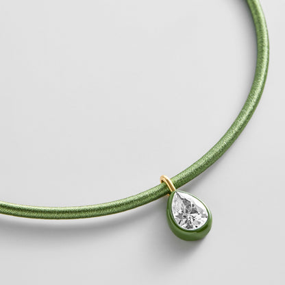 Lavisa - Olive Green Crystal Collar Necklace - Clasp & Finish View