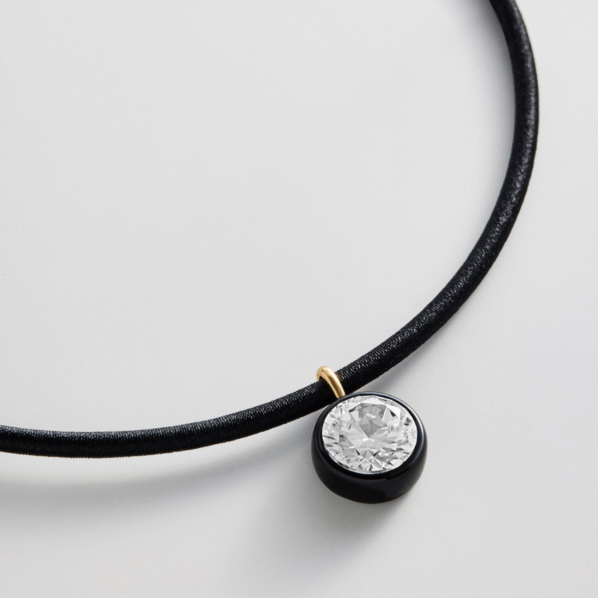 Lavisa - Thread Wrapped Crystal Collar Necklace - On-Model & Scale View