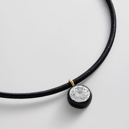 Lavisa - Thread Wrapped Crystal Collar Necklace - On-Model & Scale View