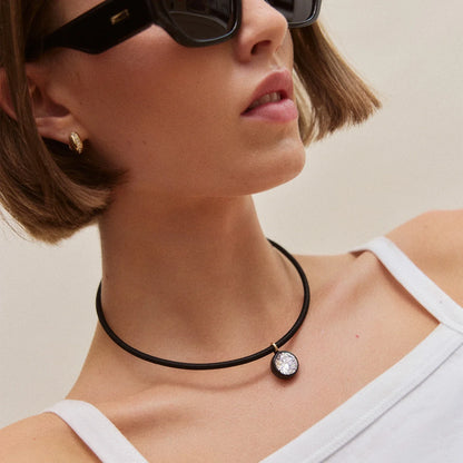 Lavisa - Thread Wrapped Crystal Collar Necklace - Detail & Styling View