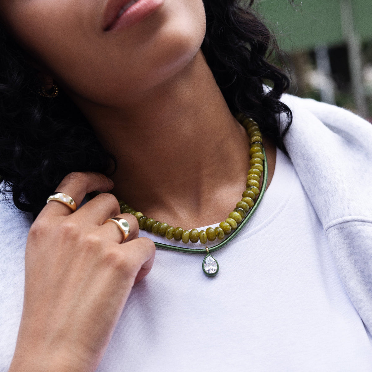Lavisa - Semi-Precious Beaded Layering Necklace - Detail & Styling View