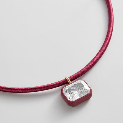 Lavisa - Crimson Crystal Collar Necklace - On-Model & Scale View