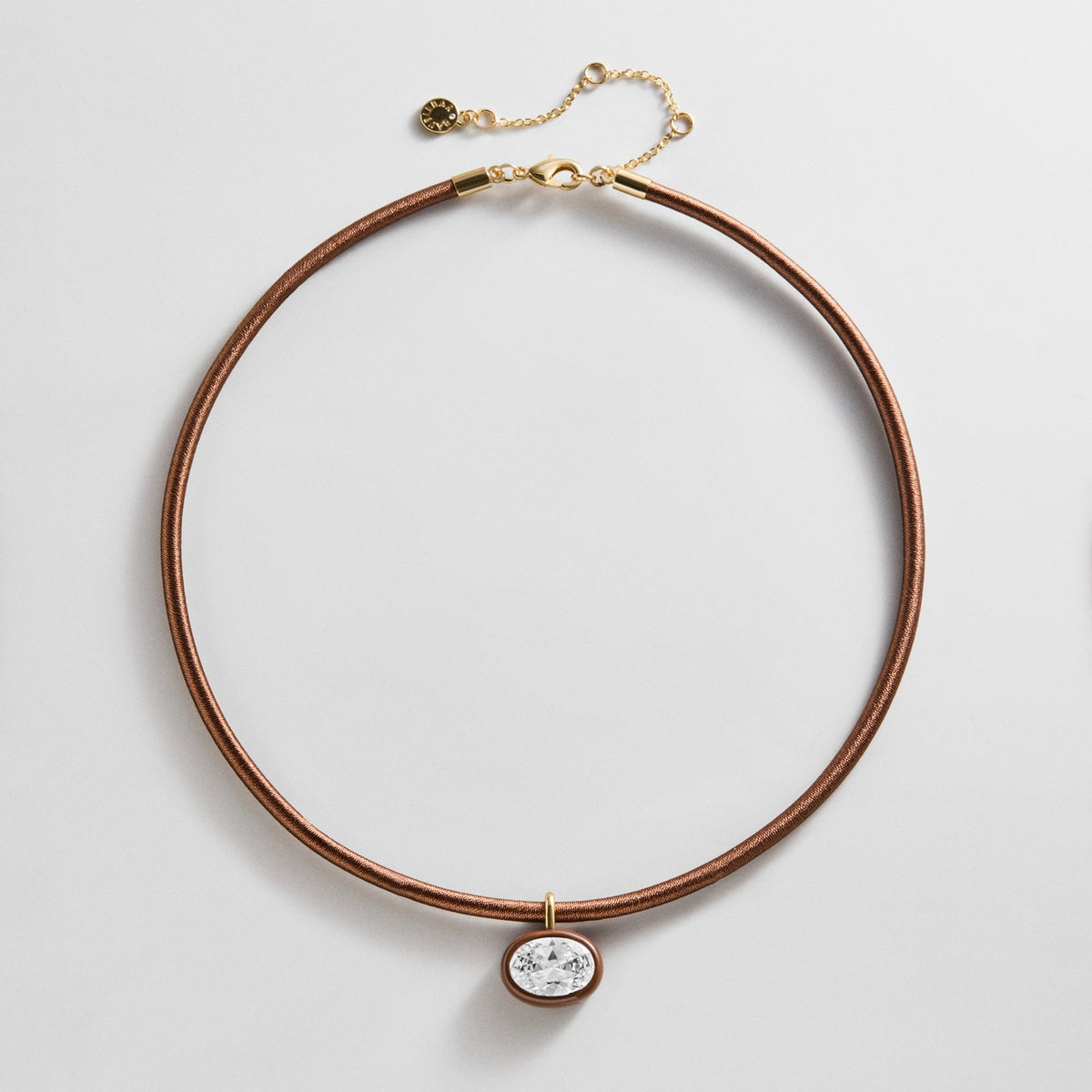 Lavisa chocolate brown thread-wrapped crystal collar necklace
