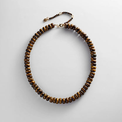 Lavisa tiger's eye semi-precious beaded necklace on display