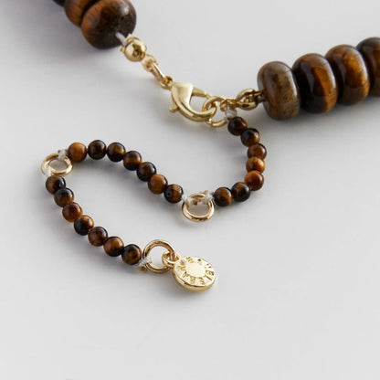 Lavisa - Tiger's Eye Beaded Necklace - Semi-Precious Layering Jewelry - Side Profile View