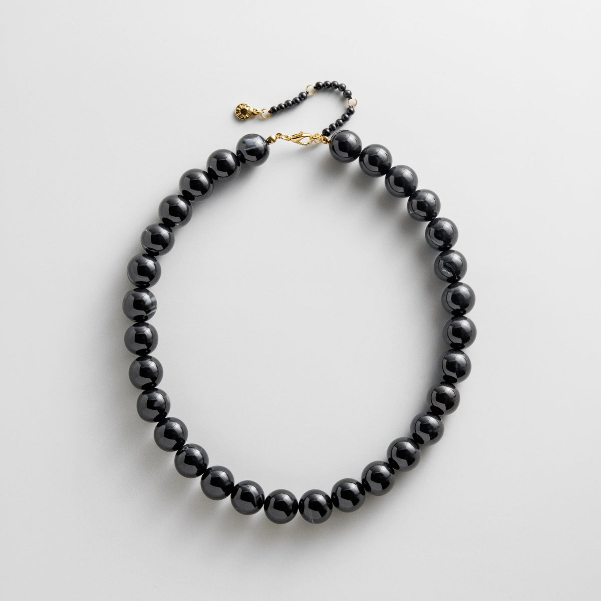 Lavisa Mini Beaded Layering Necklace with glossy dark resin beads